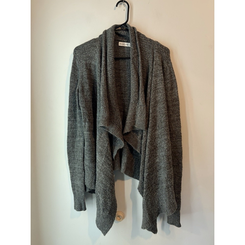 Abercrombie And Fitch Open Front Waterfall Cardigan‎ Gray Wool Blend Size M/L